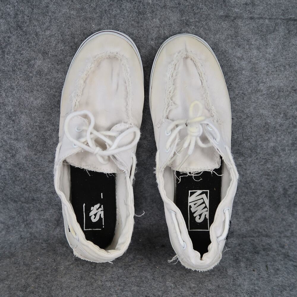 Vans Shoes Womens 7 Boat Shoe Sneakers Canvas White Casual Two Eye Trainer White - Picture 6 of 12